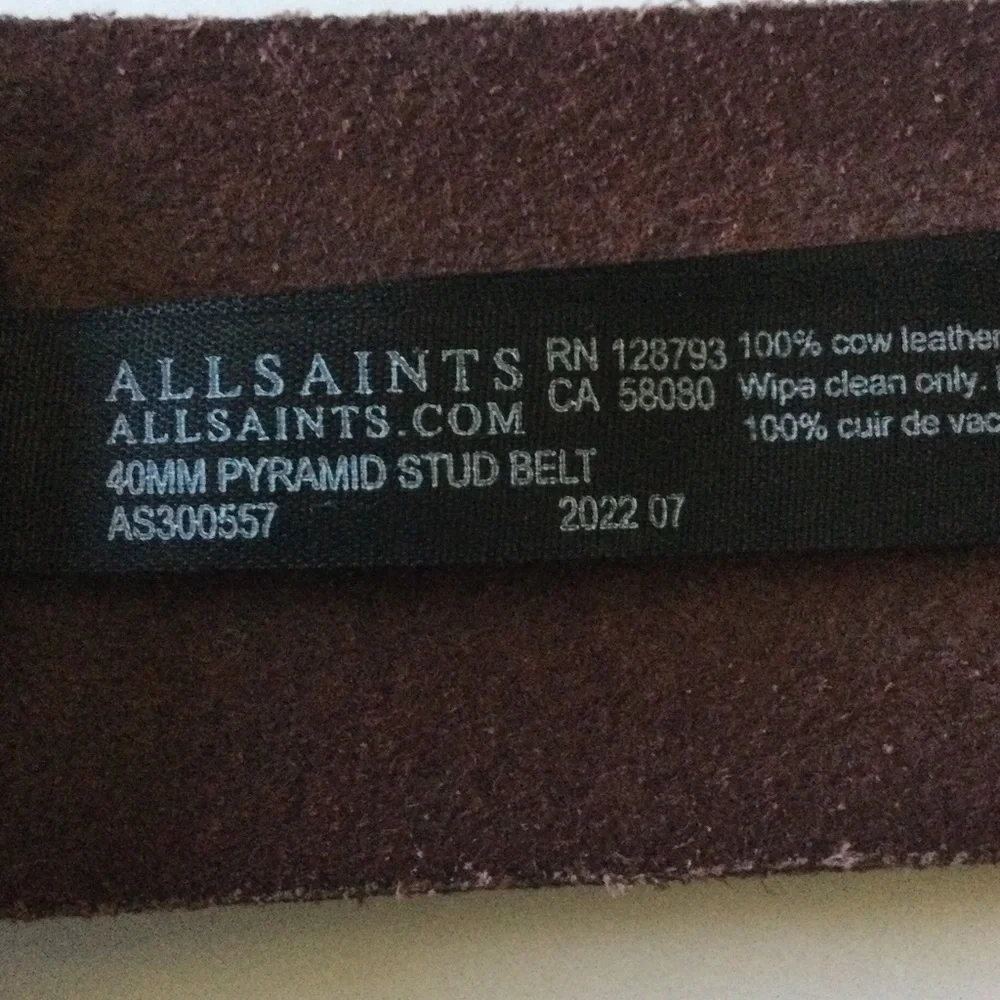 ALLSAINTS WOMENS PYRAMID STUD BELT BROWN LEATHER WITH GOLD SIZE SMALL NWOT